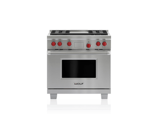 Wolf Legacy Model - 36&quot; Dual Fuel Range - 4 Burners and Infrared Griddle DF364G