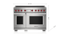 48" Professional Induction Range - IR48751/S/P silo with dimensions.