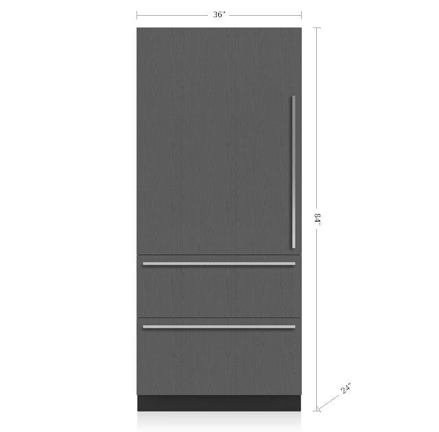 Sub-Zero 36 Inch Tall Refrigerator with Internal Dispenser