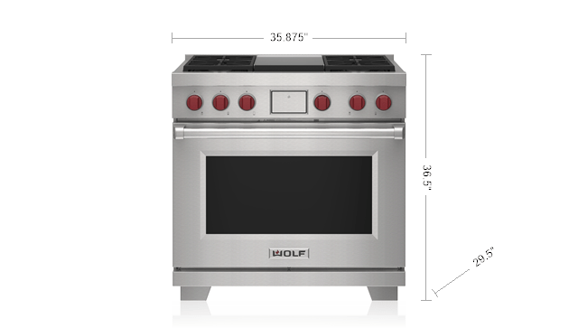 Wolf 36 Sealed Burner Rangetop - 4 Burners and Infrared Griddle (SRT364G)