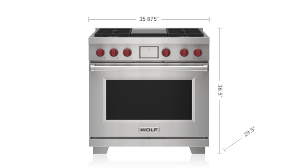 36 Dual-Fuel Pro Range with Steam-Assist Oven and Griddle