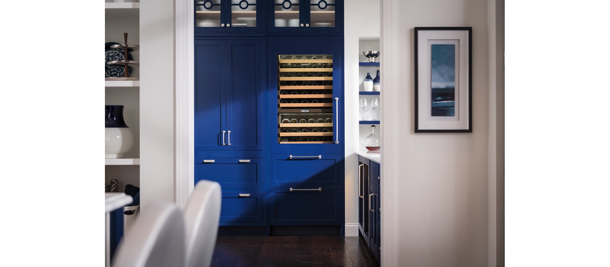 30" Designer Wine Storage with Refrigerator/Freezer Drawers Panel