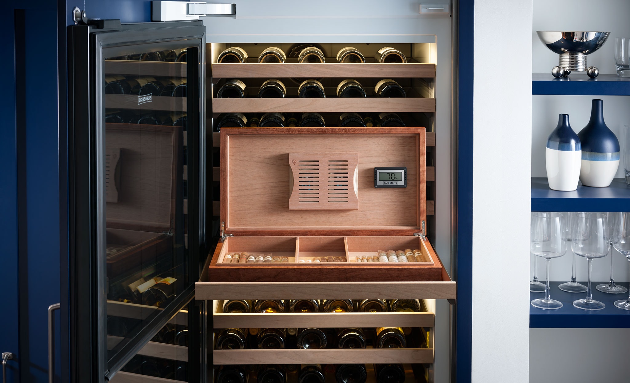 30" Designer Wine Storage with Refrigerator/Freezer Drawers Panel