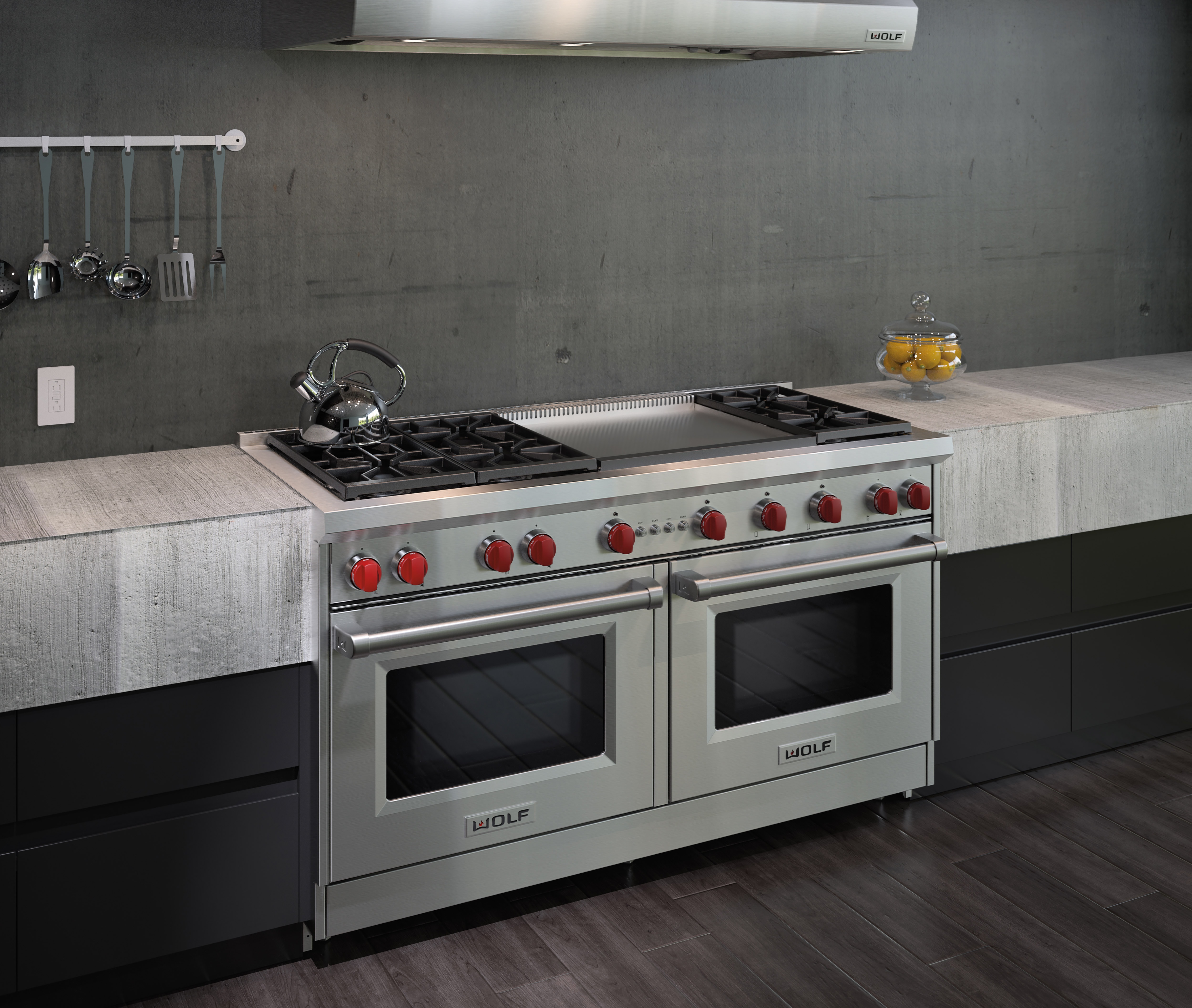 60" Gas Range 6 Burners and Infrared Dual Griddle GR606DG Wolf