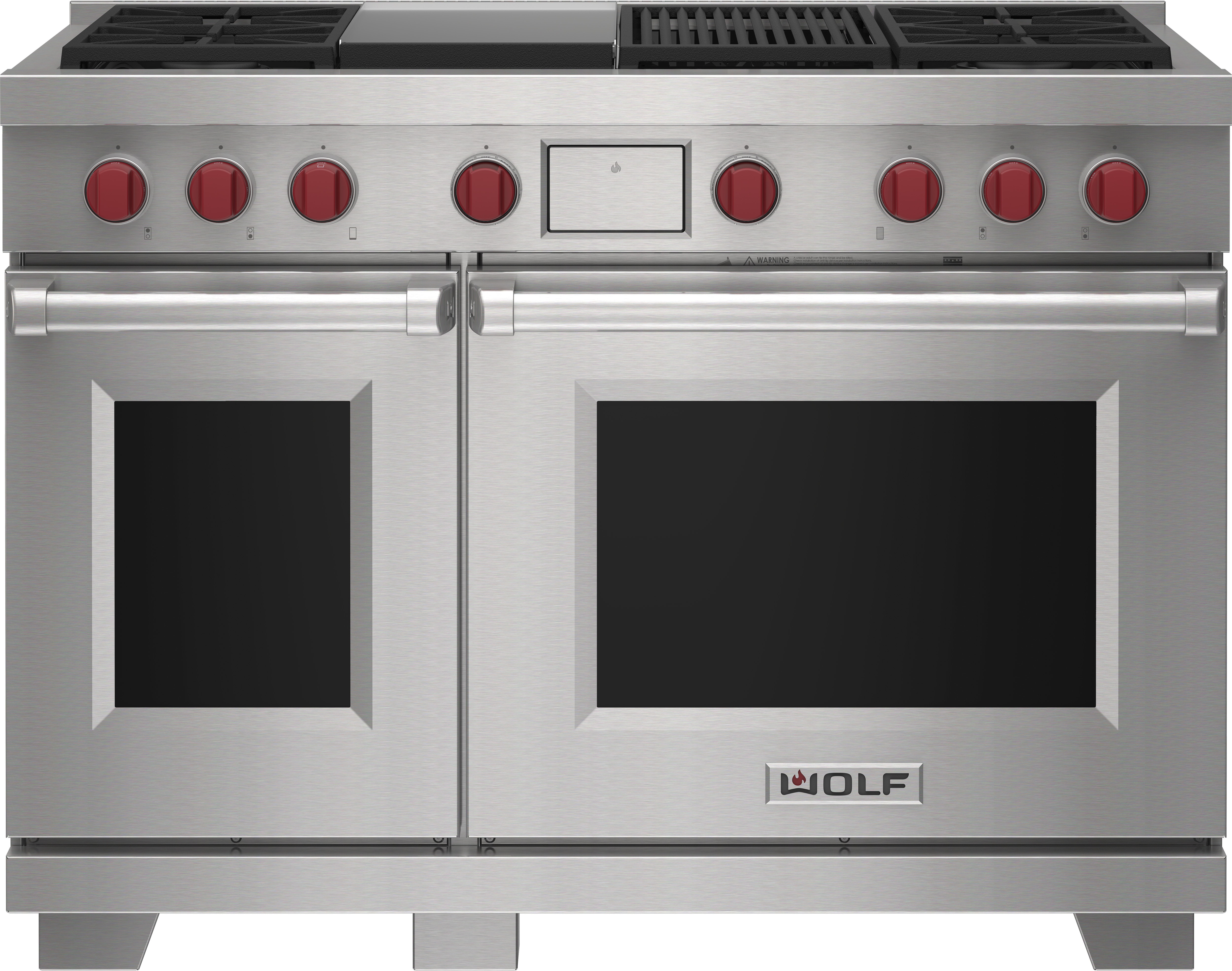 Wolf 48" Dual Fuel Range - 4 Burners, Infrared Charbroiler and Infrared Griddle DF48450CG/S/P