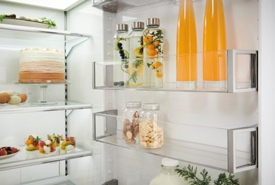 Stainless door bin accents