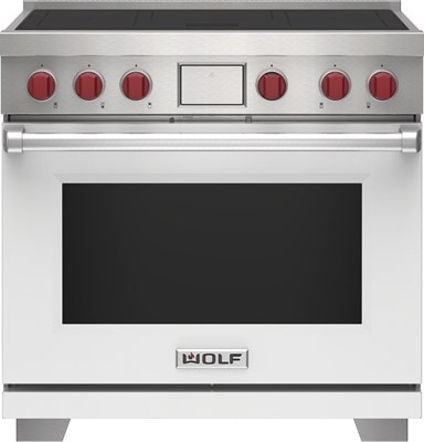 Range with a white panel door.