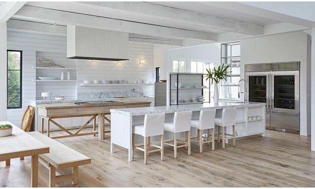 Sub-Zero 36" Classic Over-and-Under with Glass Door refrigerator in Fresh Start by Mick De Giulio.