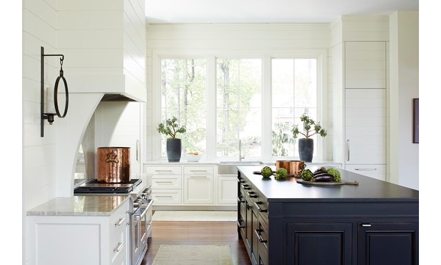 Wolf 48" 6 Burner and Griddle Dual Fuel Range in Brookhaven Residence by Karen Ferguson.