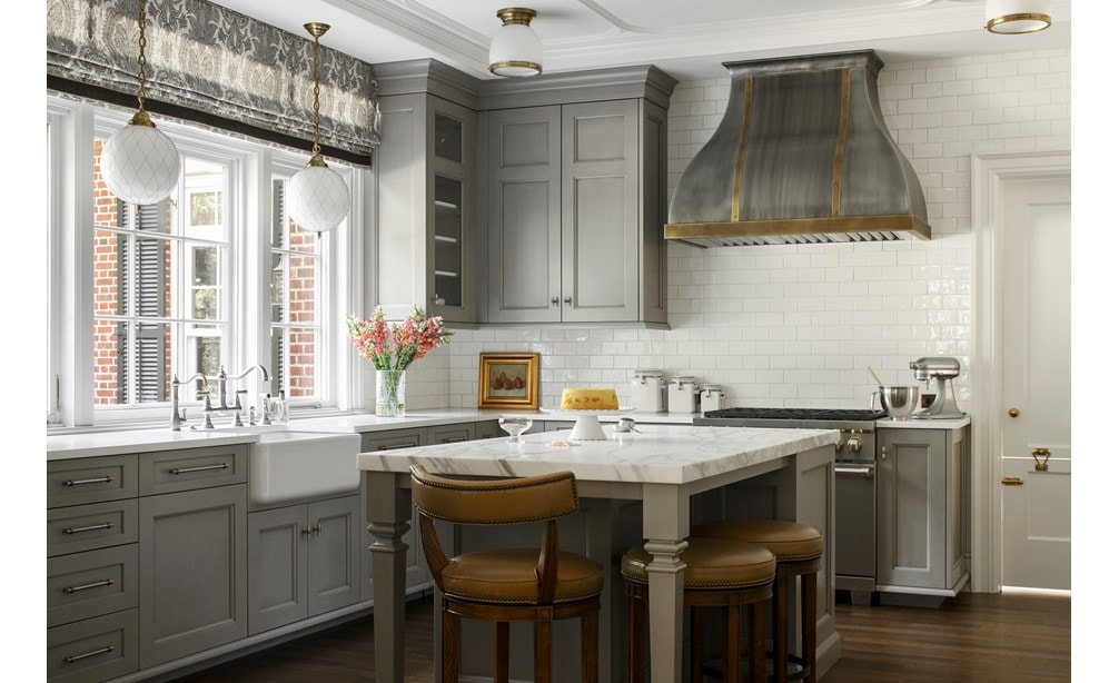 Antique, pewter-and-brass ventilation hood in A Room With a View by Heidi Piron.