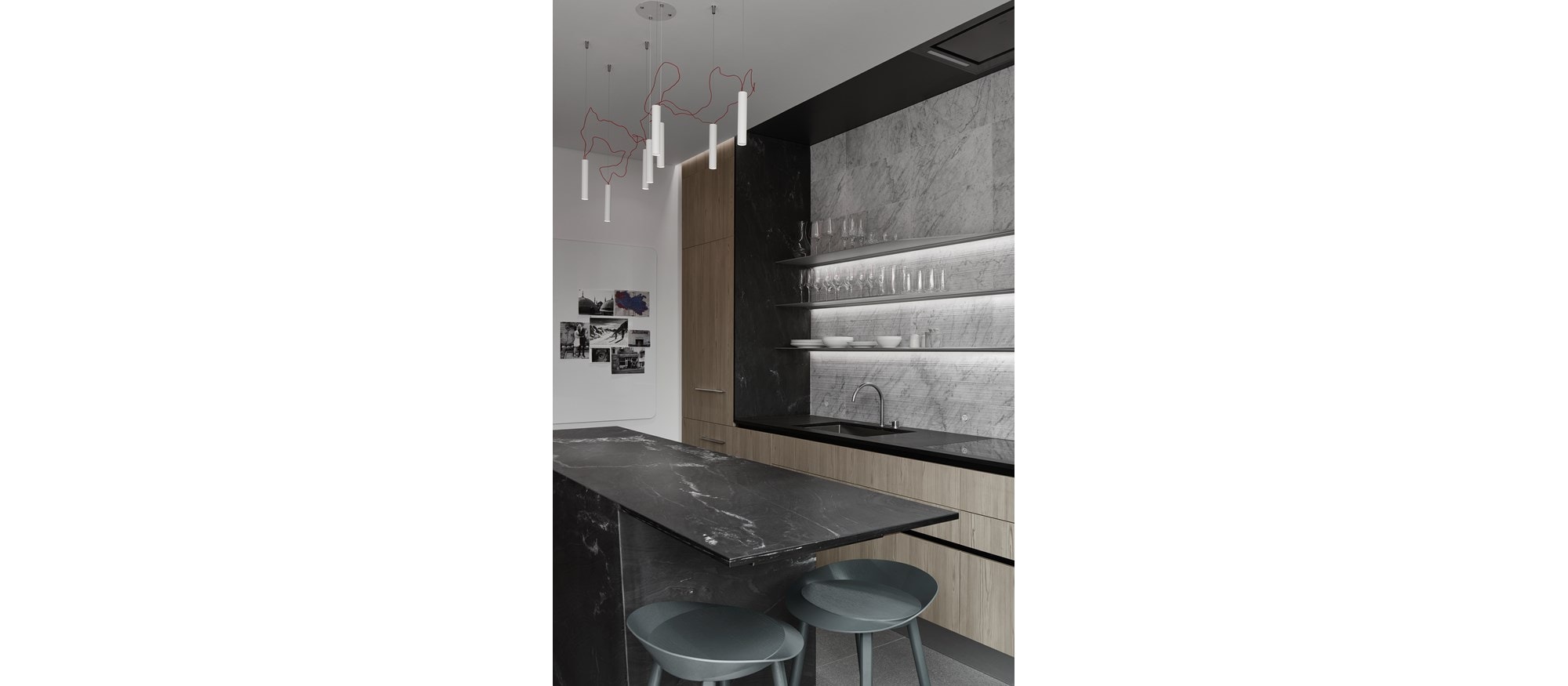 "Sub-Zero, Wolf, and Cove Small Space Kitchen - KDC 2019-2021 Victorian Revitalization featuring 611 30"" Over-and-Under,  CI304C/B 30"" Contemporary Cooktop, SO30CM/B 30"" Contemporary Single Oven and 36"" Ceiling-Mounted Hood / Stainless"