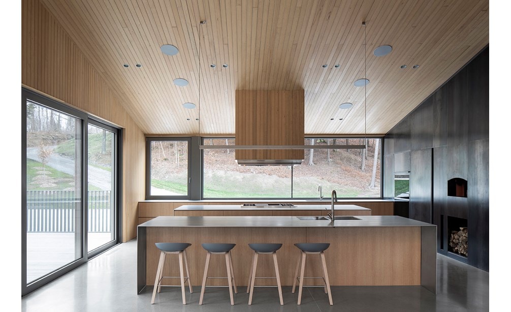 Sub-Zero, Wolf, and Cove 3rd Place Contemporary Design - KDC 2019-2021 Memphremagog Lake House featuring DW2450 24" Dishwasher Cove, IC-36FI 36" All Freezer Column with Ice Maker, IC-36RID 36" All Refrigerator Column with Internal Dispenser, WWD30 30" Warming Drawer, CSO30CM/B/TH 30" M Series Contemporary, SO30CM/B 30" Contemporary Single Oven, SO30CM/B 30" Contemporary Single Oven and PL401912 40" Pro Hood Liner - 19" Depth