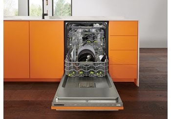 Open interior view of the new, redesigned Cove dishwasher.