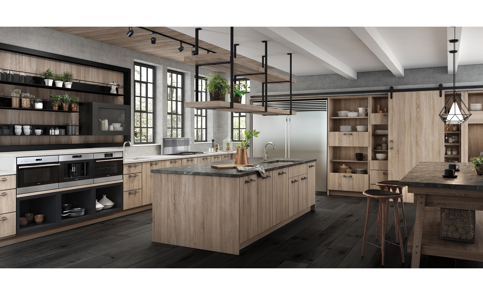 Sub-Zero 36" Classic Freezer Panel Ready (BI-36F/O) paired with Wolf 24" E Series Transitional Convection Steam Oven (CSO24TE/S/TH)