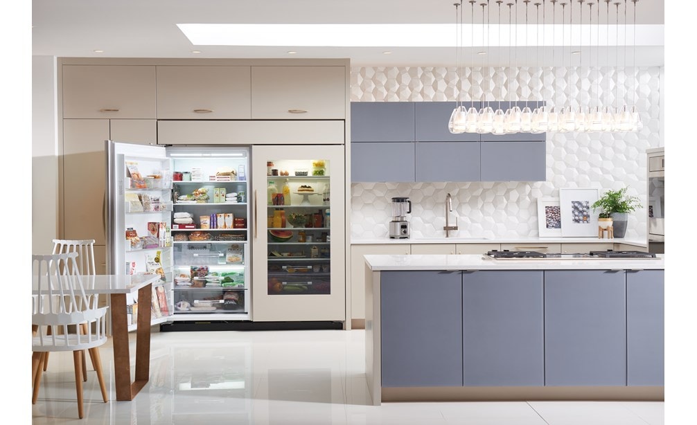 Interior view of Sub-Zero 36" Classic Freezer Panel Ready (BI-36F/O) and 36" Classic Glass Door Refrigerator Panel Ready (BI-36RG/O)