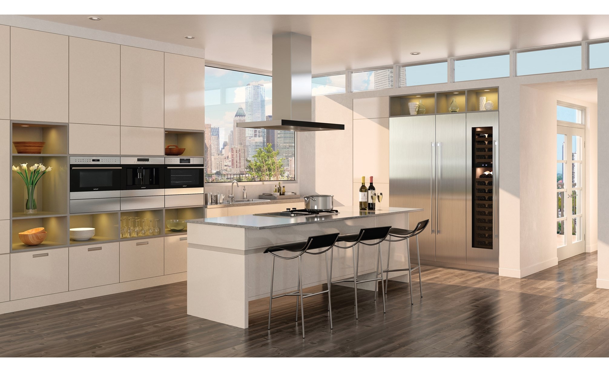 Sub-Zero 30" Designer Column All Refrigerator (IC-30RID) with 18 " Designer Column All Freezer (IC-18FI)