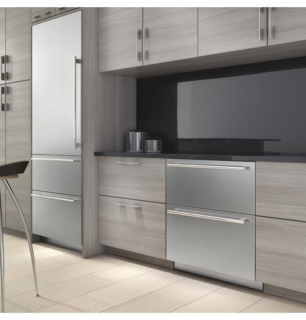 Sub-Zero 30" Refrigerator and Freezer Drawer Panel Ready (ID-30C) disappears thanks to custom panels and handles for seamless installation.