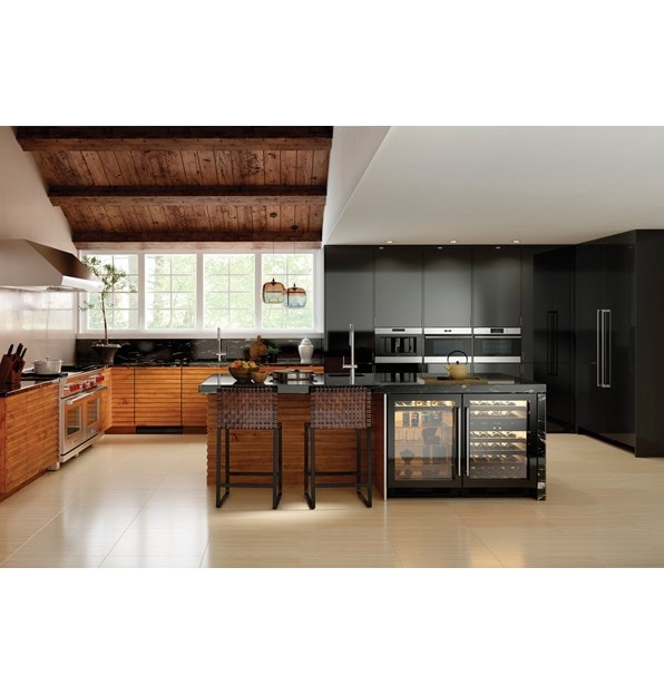 The Sub-Zero 24" Undercounter Beverage Center Panel Ready (UC- 24BG/O) paired with 30" Integrated Column Freezer with Ice Maker (IC- 30FI)