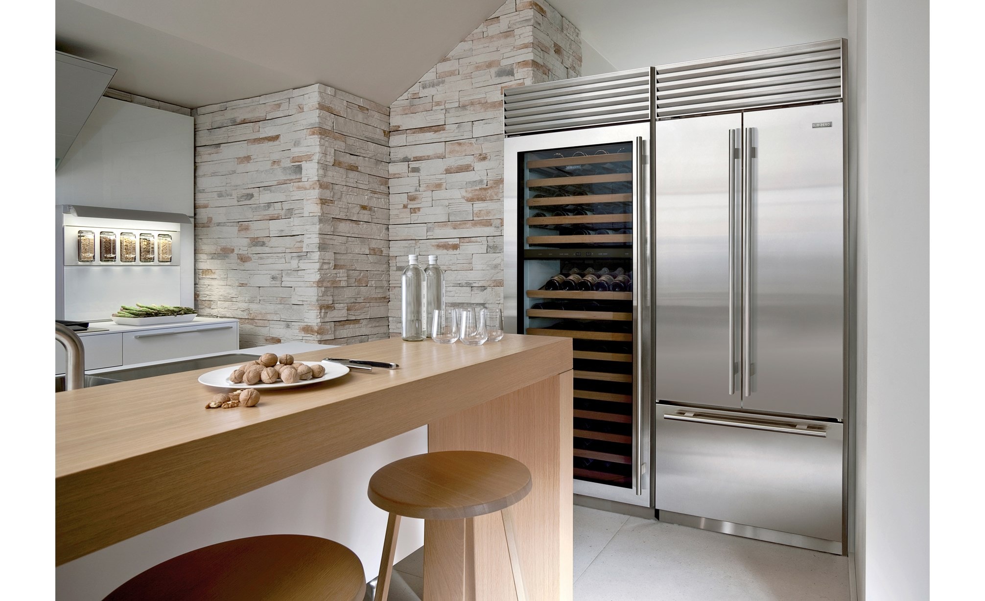 Sub-Zero 30" Classic Column Wine Storage (BW-30) paired with 36" Classic French Door Refrigerator Freezer Panel Ready (BI-36UFD)