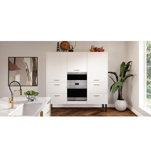 Wolf 30" Transitional Drawer Microwave (MD30TE/S) installed seamlessly within white cabinetry.