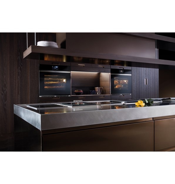 Wolf 30" M Series Contemporary Black Glass Single Oven (SO30CM/B) shown with bright halogen lights offering a clear view of your dish