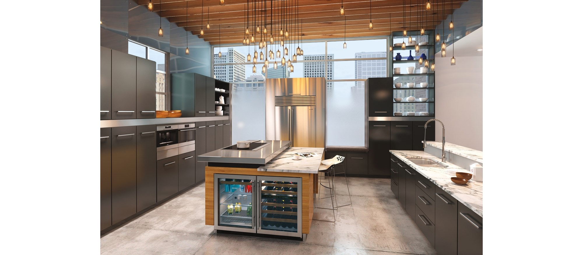 Sub-Zero 42" Classic Side by Side Refrigerator Freezer Internal Dispenser (BI-42SID/S) - Formerly Built-In