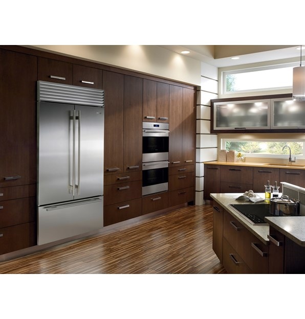 Sub-Zero 42" Classic French Door Refrigerator Freezer with Internal Dispenser (BI-42UFDID/S) with Wolf 30" Transitional Induction Cooktop (CI304T/S)