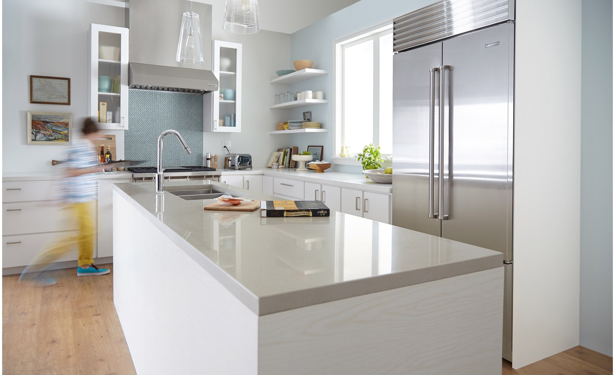 Sub-Zero 36" Classic French Door Refrigerator Freezer (BI-36UFDID/S/PH) with Wolf 36" Pro Wall Hood - 24" Depth (PW362418