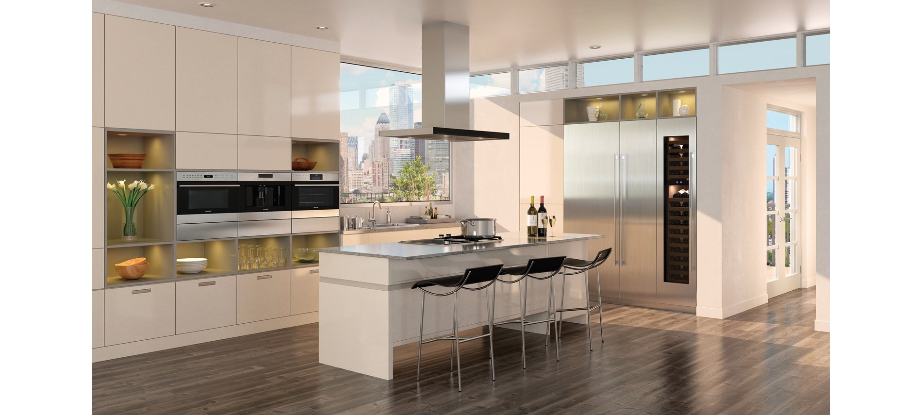 Sub-Zero 30" Designer Column All Refrigerator (IC-30RID) with 18 " Designer Column All Freezer (IC-18FI)