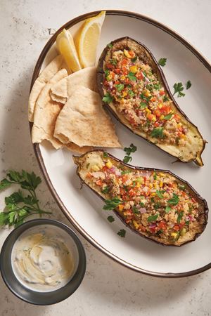 Couscous Stuffed Eggplant