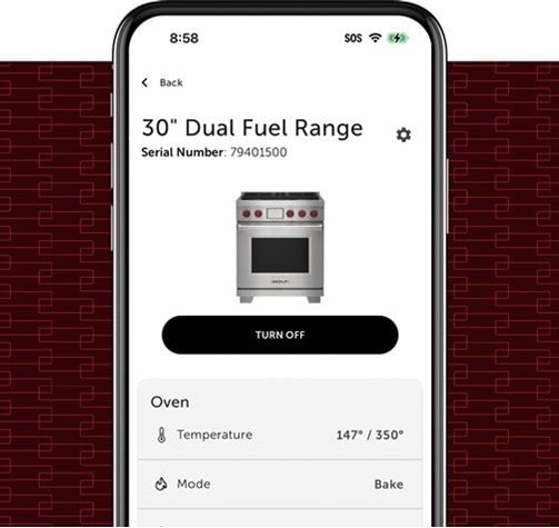 Set the temperature, cooking mode and timer of your Wolf Dual Fuel Range using the Sub-Zero, Wold and Cove Owners App