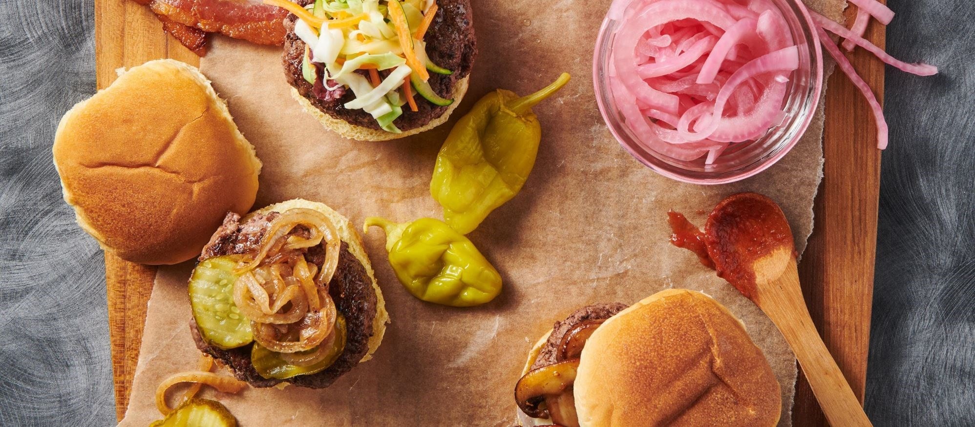 Easy and delicious Bison Burger Sliders with Caramelized Onions and Sautéed Mushrooms recipe using the Griddle Mode setting of your Wolf Dual Fuel Range