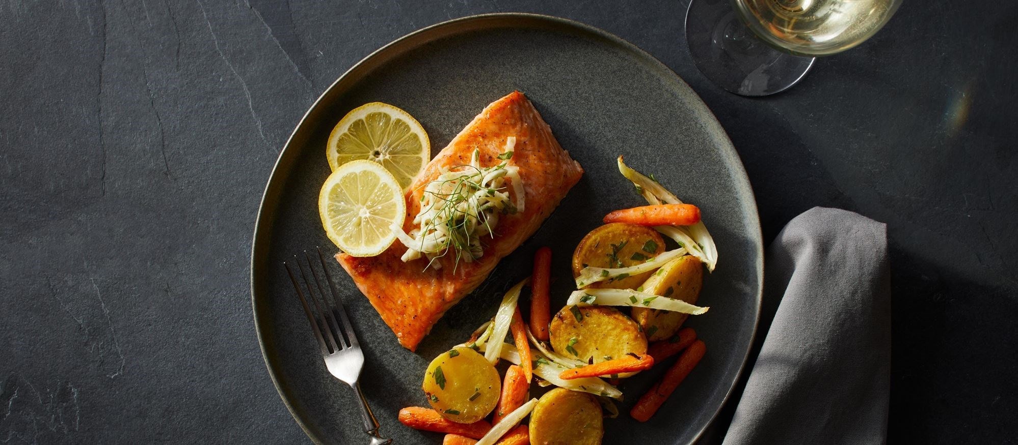 Wild Salmon Roasted in Foil With Vegetables and Herbs