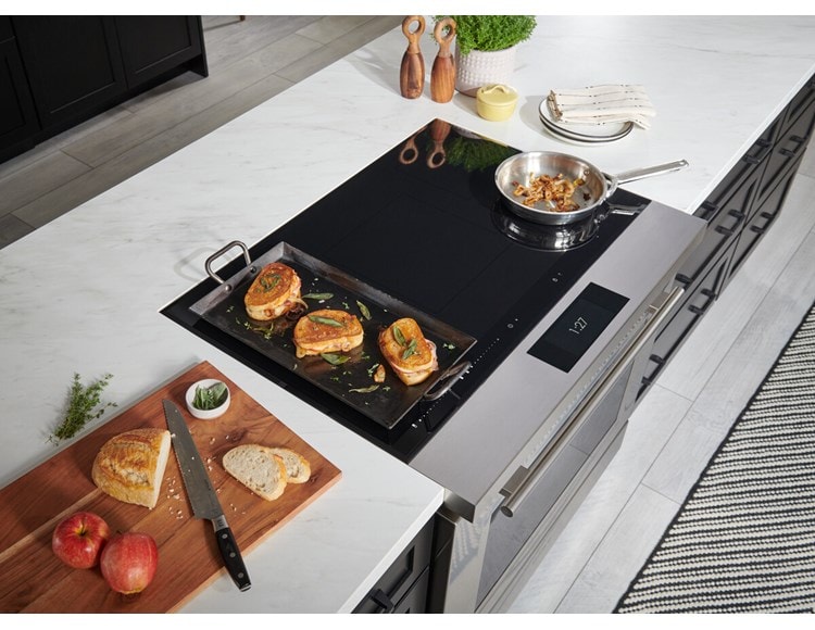 Wolf 36" Induction Range (IR36550/S/T) is the centerpiece of this California green eco-friendly kitchen.