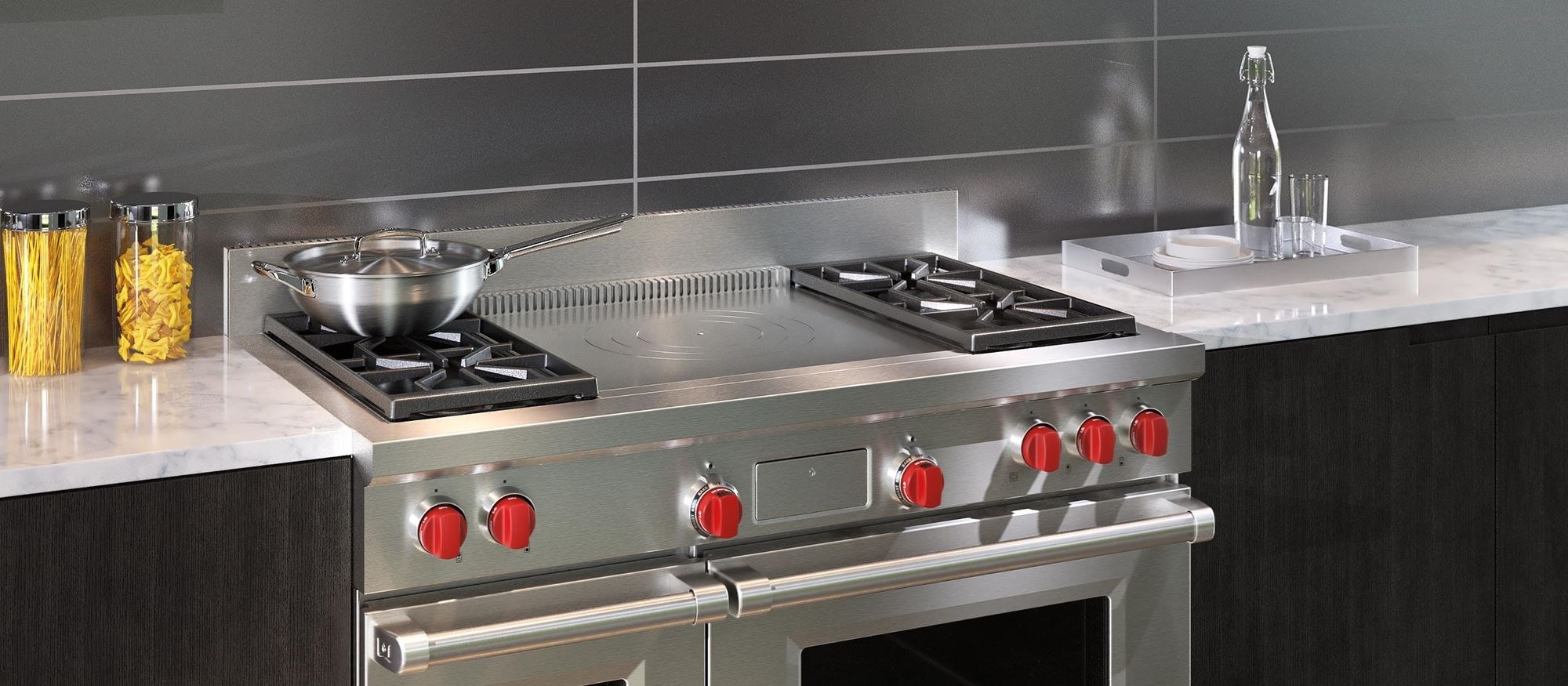 Wolf 48&quot; Dual Fuel Range 4 Burners and French Top (DF484F)