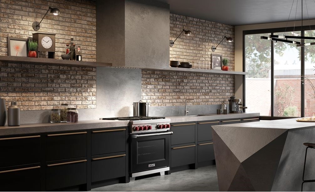 DF36650/BK/P with black cabinets