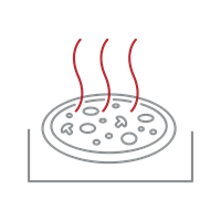 Temperature range of 80 F to 200 F