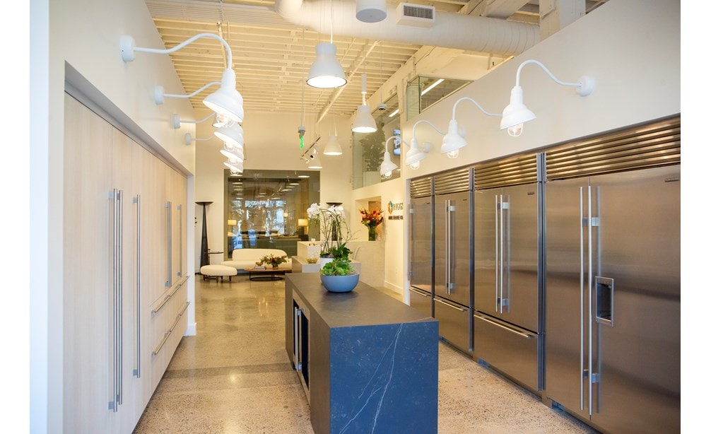 San Francisco, California Sub-Zero, Wolf, and Cove Showroom featuring stainless steel and panel-ready refrigerators.