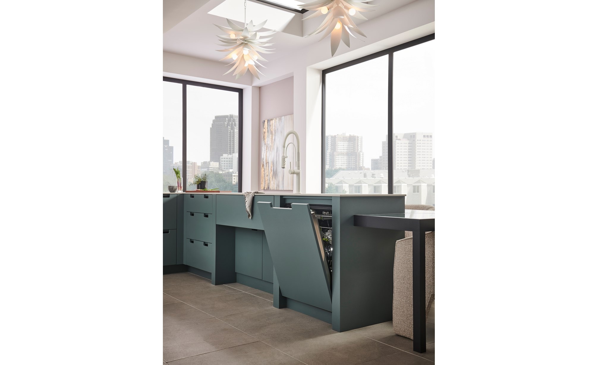 Cove panel ready dishwasher matched elegantly with the cabinetry in the kitchen.