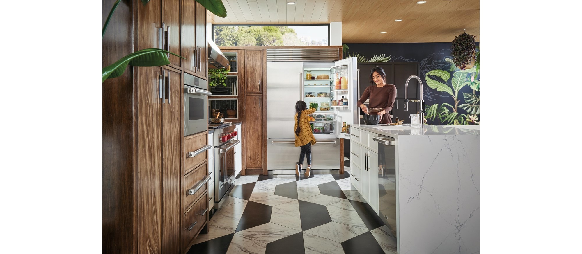 Sub-Zero kitchen featuring full size fridges - 36" Designer (Integrated) Refrigerator Column and 18" Designer (Integrated) Freezer Column