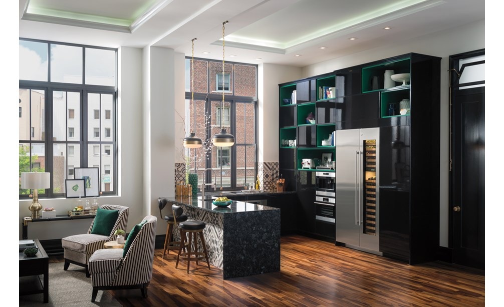 Sub-Zero 24" Designer Column Refrigerator/Freezer (IC-24C) displayed along with Sub-Zero 18" Wine Storage (IW-18)