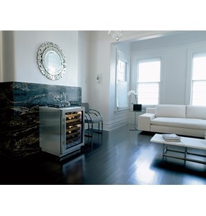 The Sub-Zero 24" Freestanding Undercounter Wine (ICBUW-24FS/S) elevates the look of any room with a seamless design.
