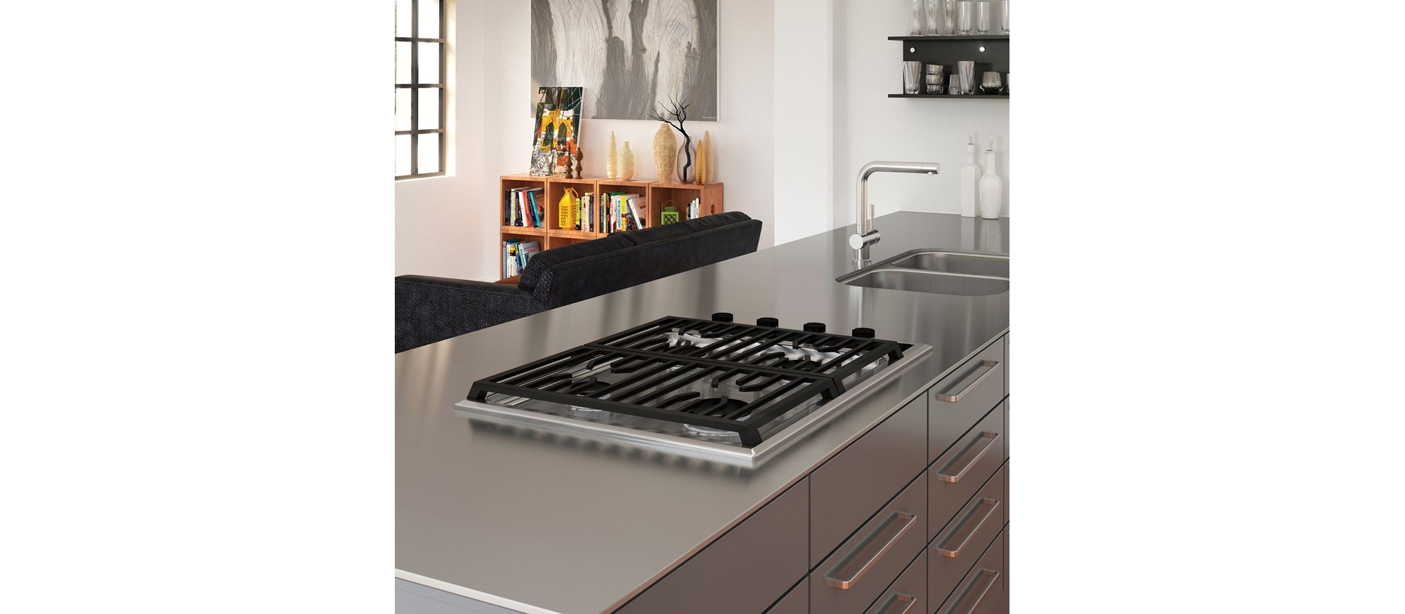 Surface de cuisson au gaz Wolf 30 po de style transitionnel - 4 brûleurs (CG304T/S)