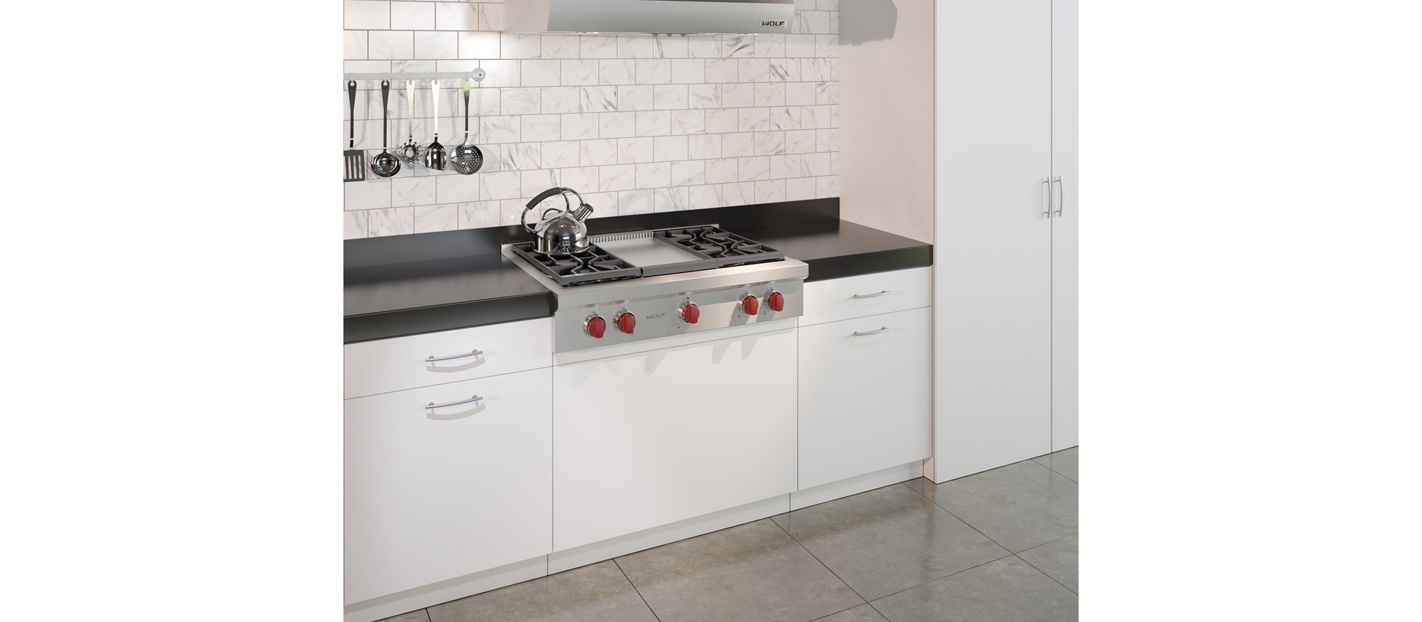 Dessus de cuisinière à 4 brûleurs scellés Wolf 36 po et plaque à frire infrarouge (SRT364G)