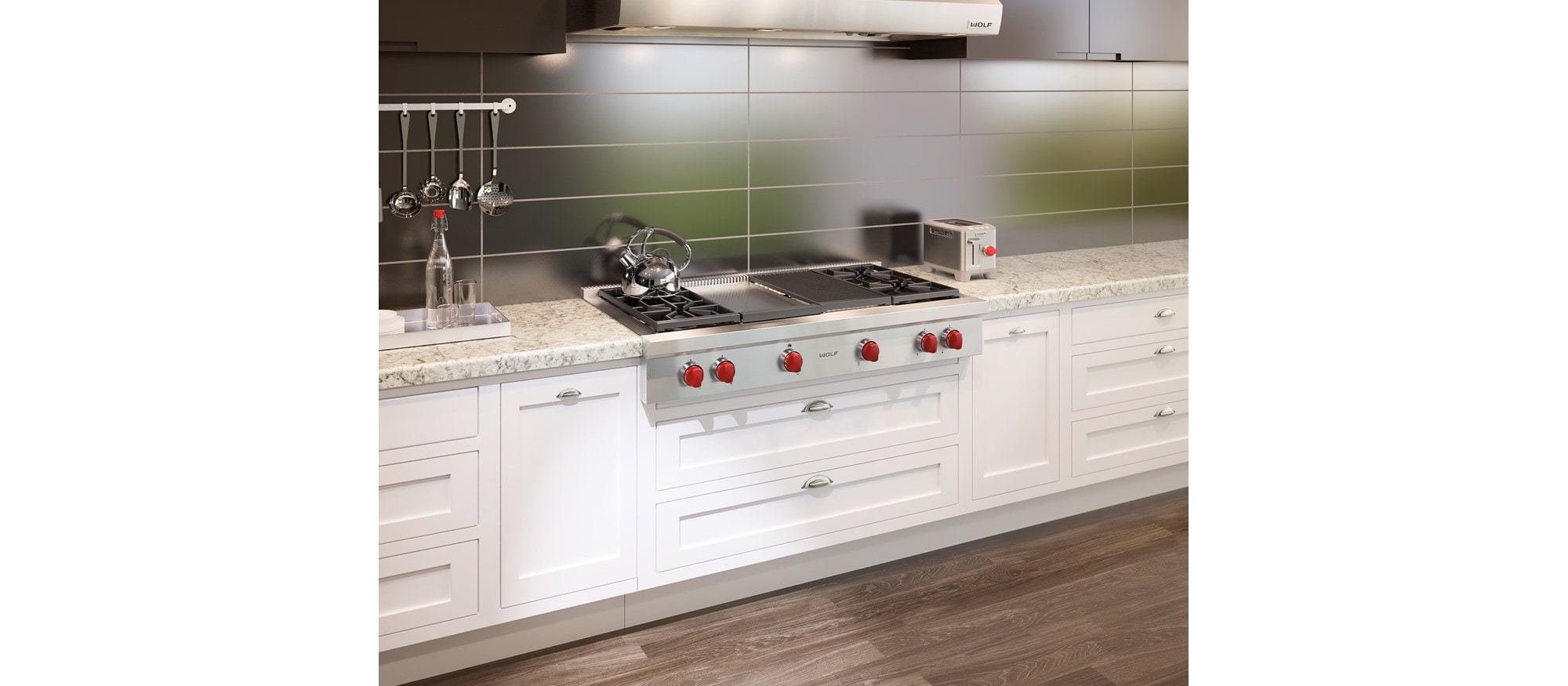 Dessus de cuisinière à 4 brûleurs scellés Wolf 48 po avec grilloir infrarouge et plaque à frire infrarouge (SRT484CG)