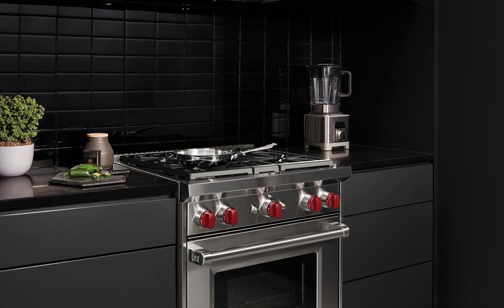 Wolf 30" Gas Range (GR304) Rangetop and 24" E Series Transitional Convection Steam Oven (CSO24TE/S/TH)