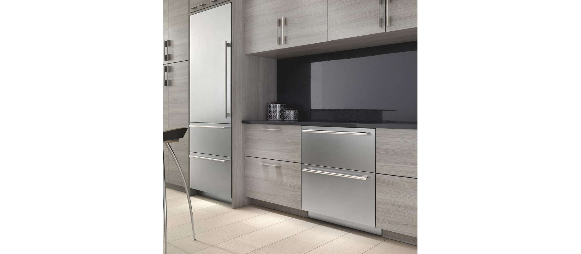 Tiroirs de réfrigérateur-congélateur Sub-Zero 30 po avec machine à glaçons prêt à l'installation d'un panneau (ID-30CI) 