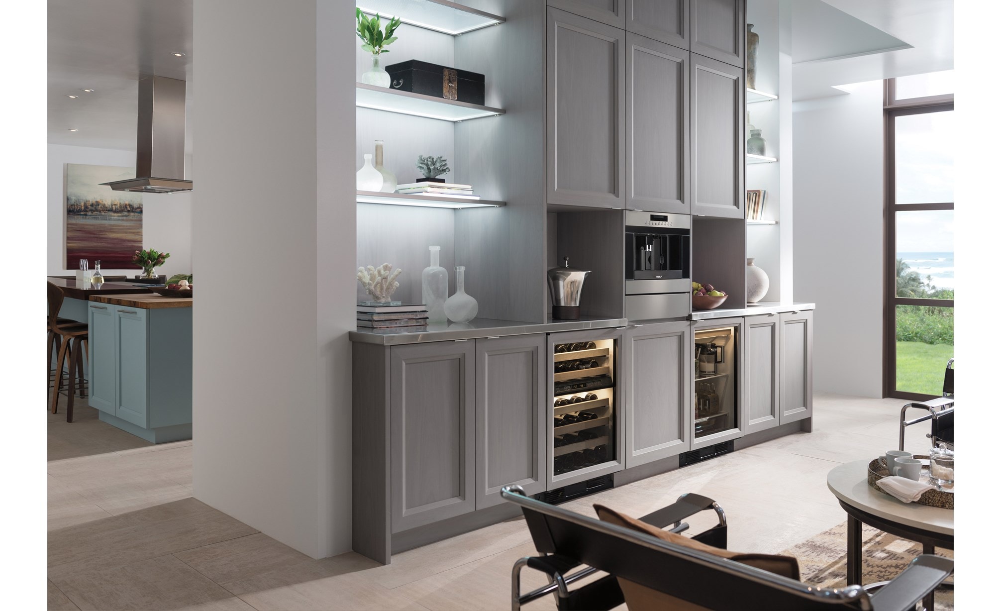 The Sub-Zero 24" Undercounter Beverage Center Panel Ready (UC- 24BG/O) paired with 24" Undercounter Wine Storage (424G/O)