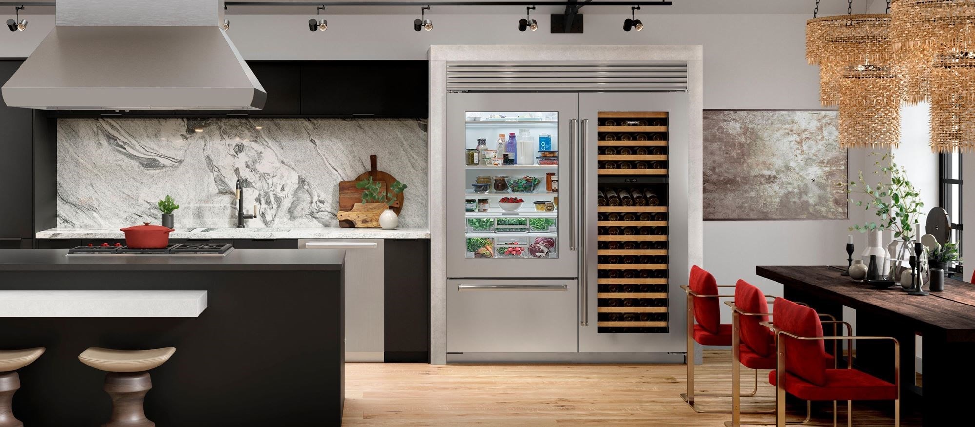 Sub-Zero 36" Classic Over-and-Under Refrigerator/Freezer with Glass Door (CL3650UG/S)