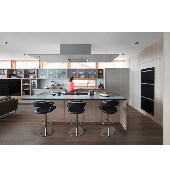 Colonne sans réfrigérateur Sub-Zero18 po Designer (IC-18FI-RH) et hotte installée au plafond Wolf de 36 po - acier inoxydable (VC36S) 